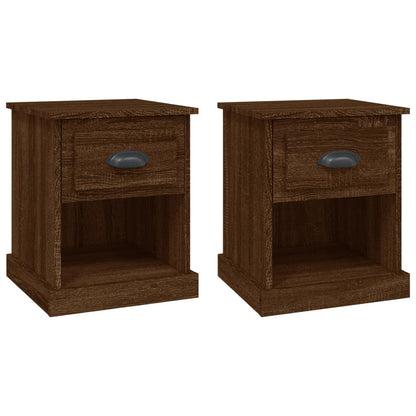 Shadowed Symphony: Set of 2 Black Engineered Wood Bedside Cabinets