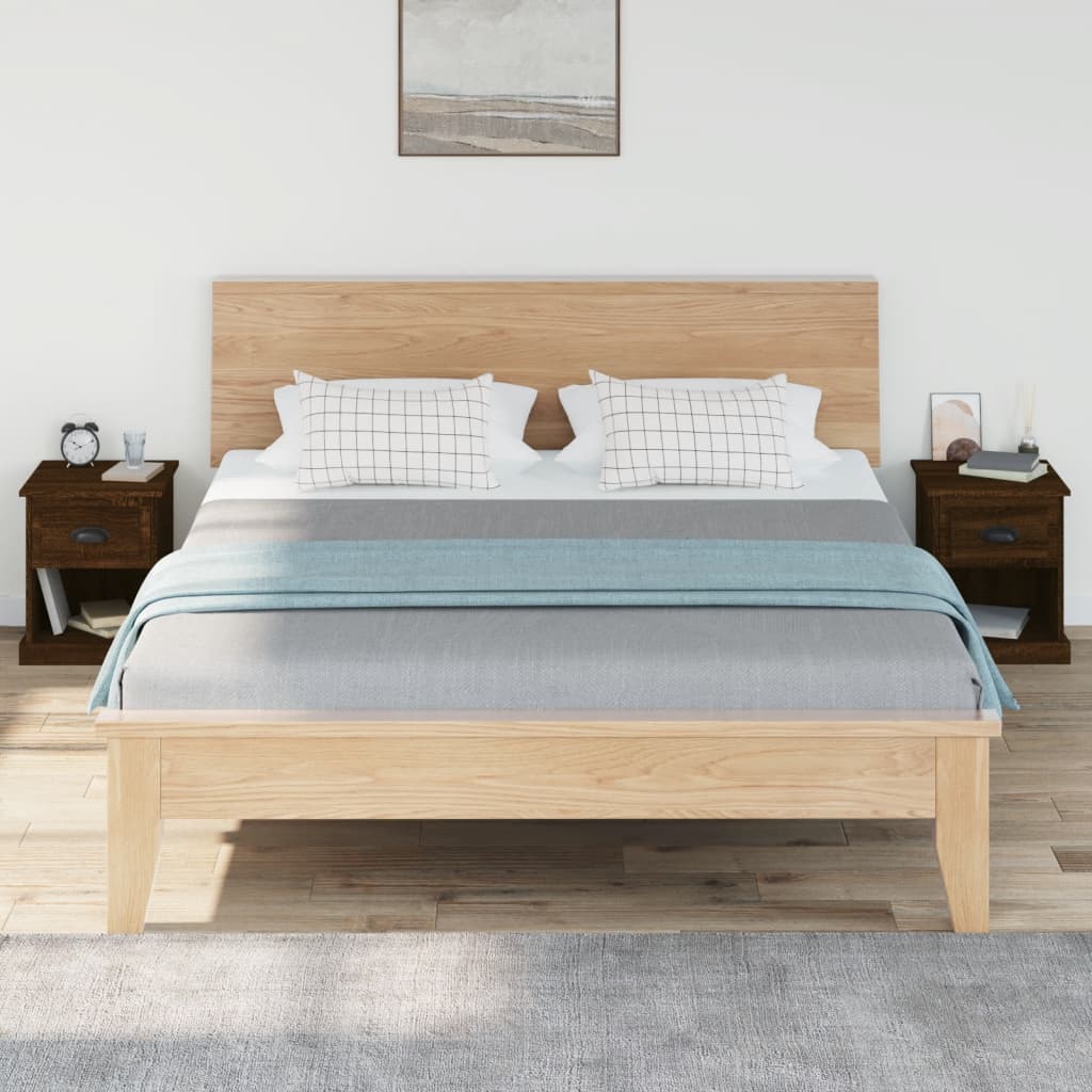 Shadowed Symphony: Set of 2 Black Engineered Wood Bedside Cabinets