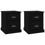 Duo of Shadows: Set of 2 Black Engineered Wood Bedside Cabinets