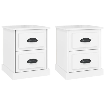 Dual Lustrous Duets: Set of 2 High Gloss White Engineered Wood Bedside Cabinets