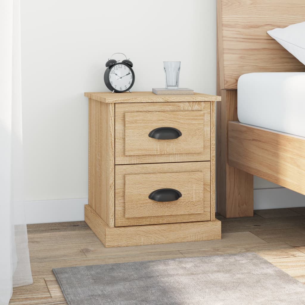 Dual Lustrous Duets: Set of 2 High Gloss White Engineered Wood Bedside Cabinets
