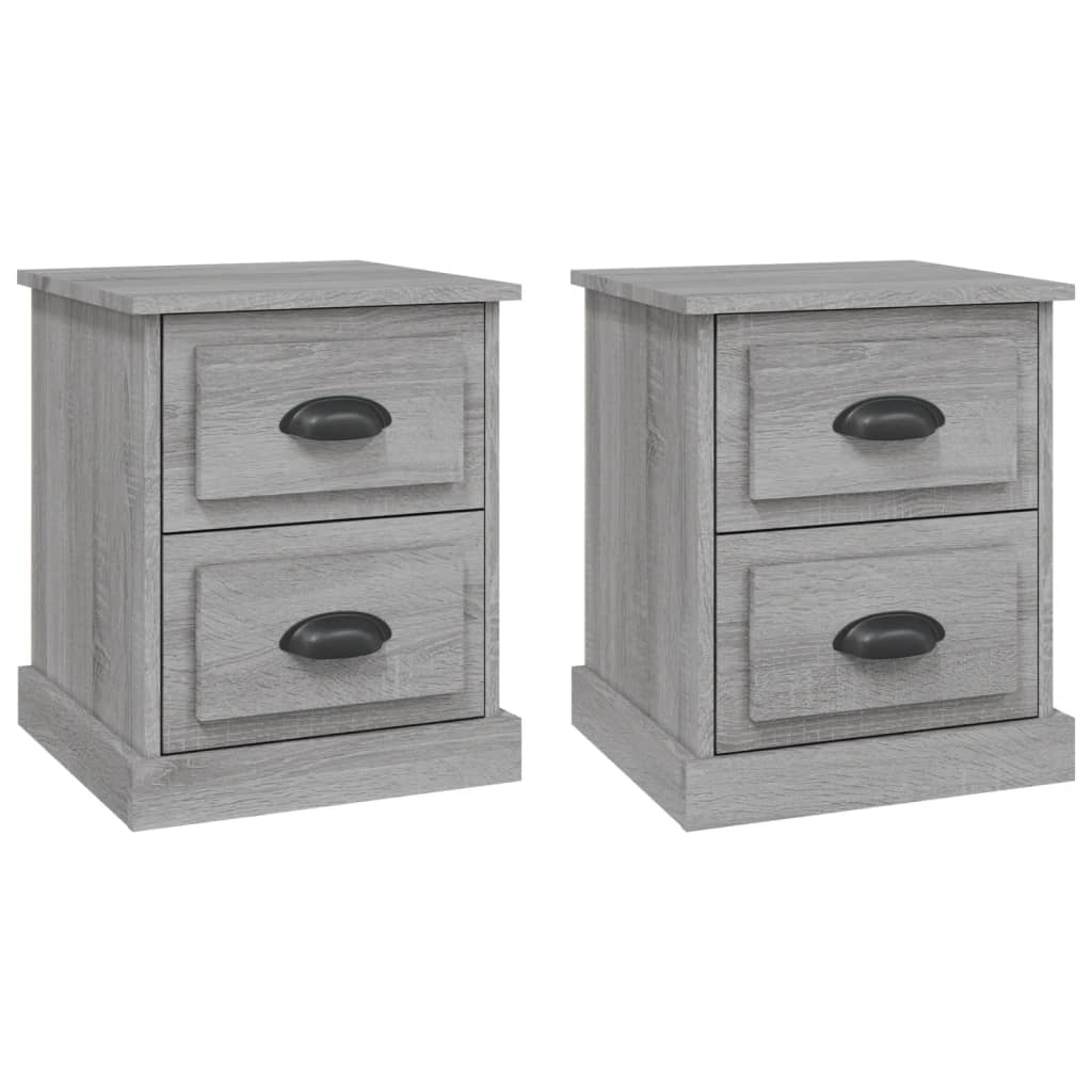 Dual Lustrous Duets: Set of 2 High Gloss White Engineered Wood Bedside Cabinets