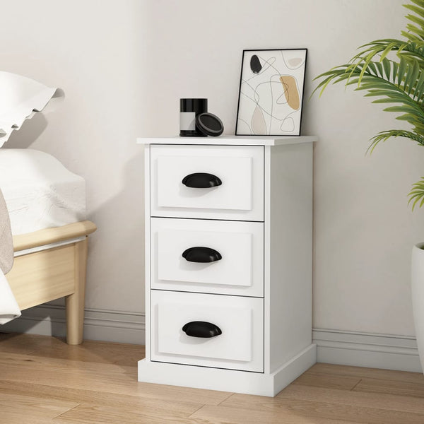  Ivory Serenity: White Engineered Wood Bedside Cabinet