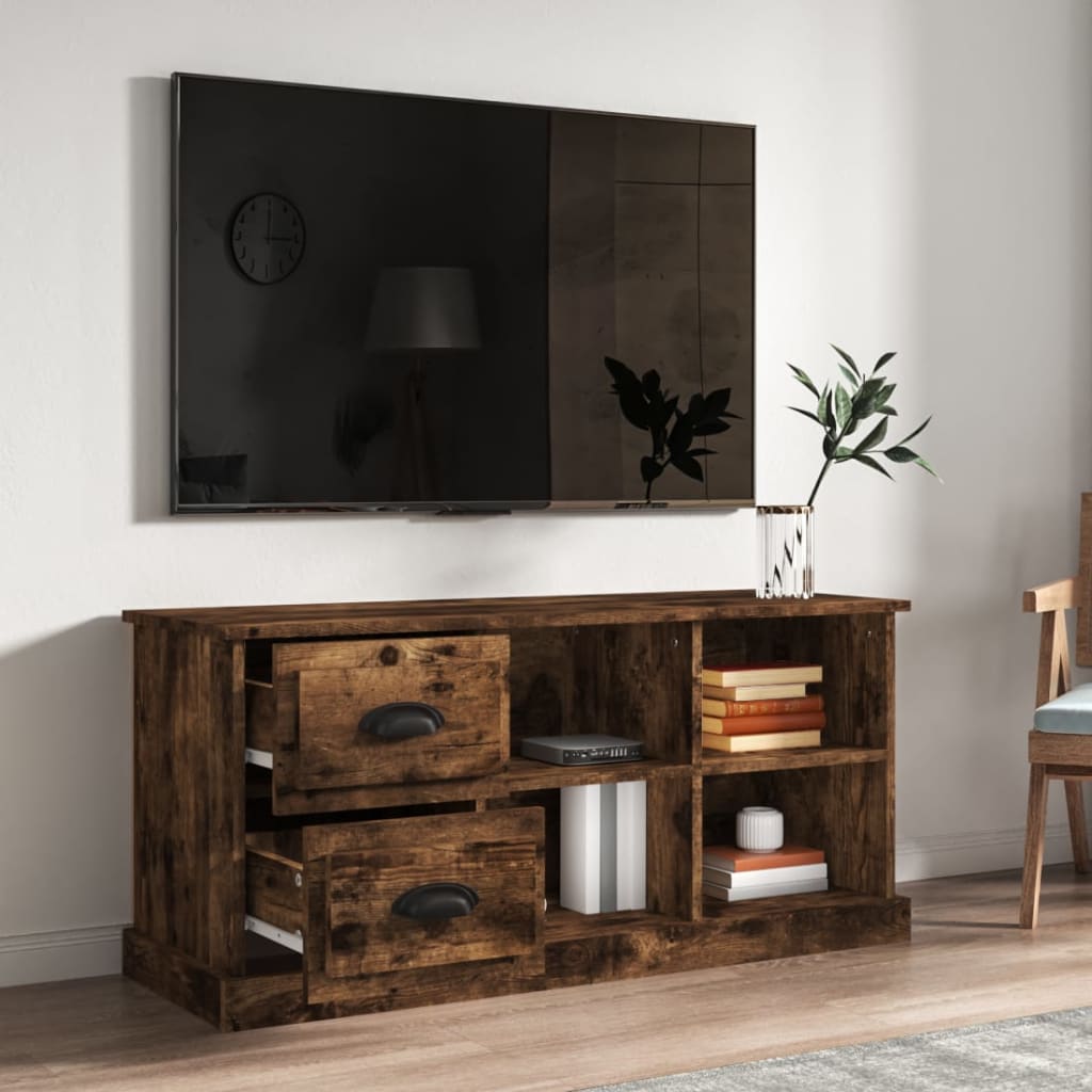 Elegant White Engineered Wood TV Cabinet