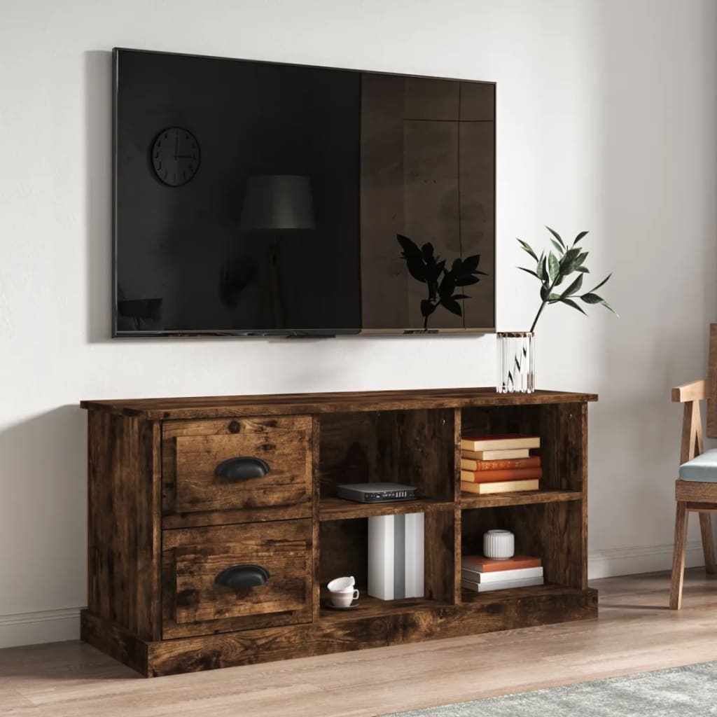 Elegant White Engineered Wood TV Cabinet