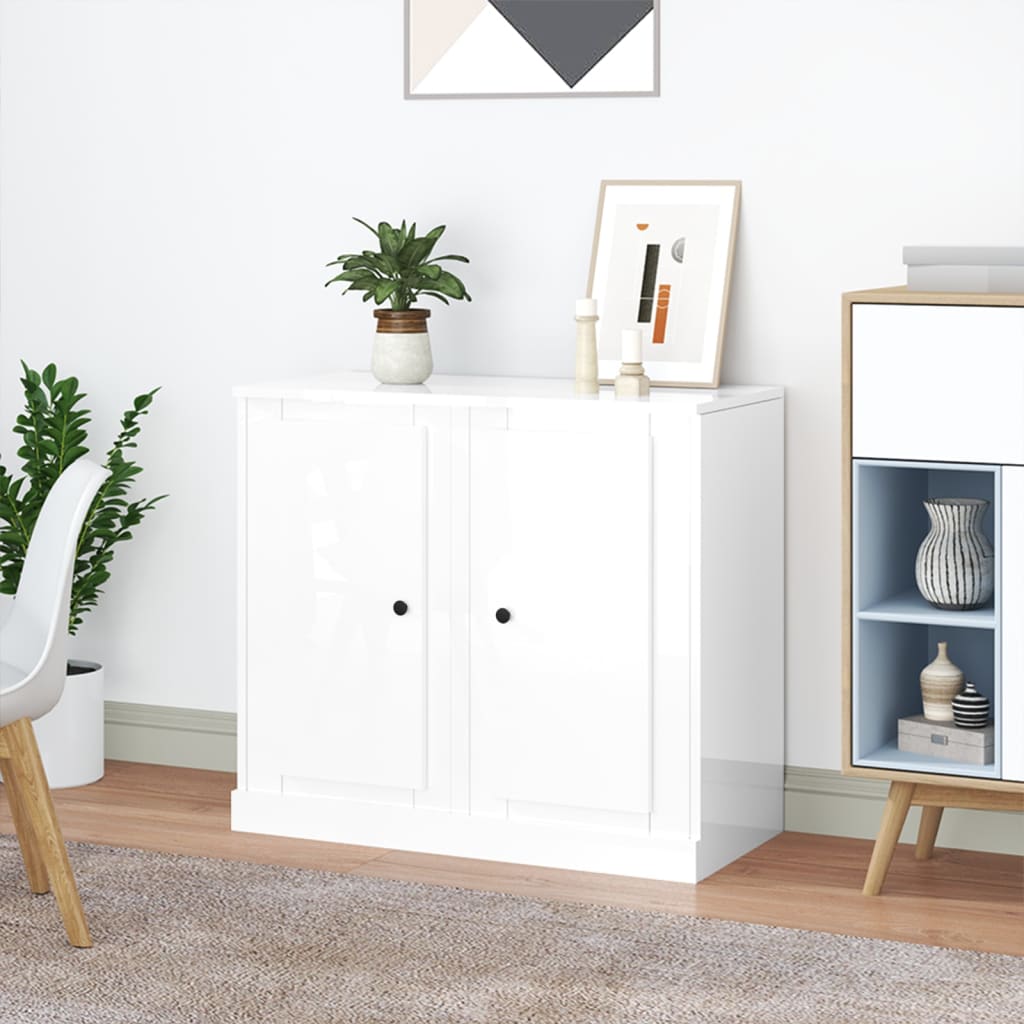 Twin Elegance: Dual White Engineered Wood Sideboards