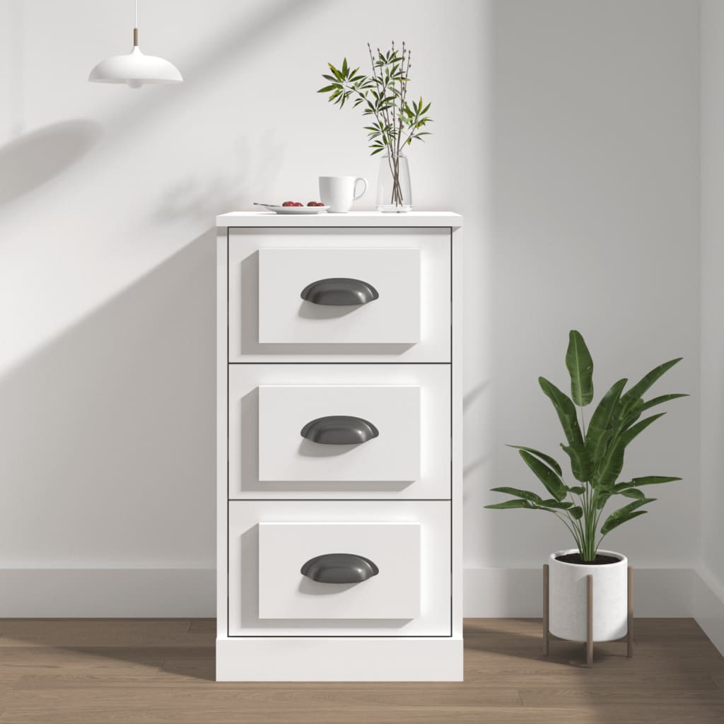 Elegant White Engineered Wood Sideboard - 36×35.5×67.5cm