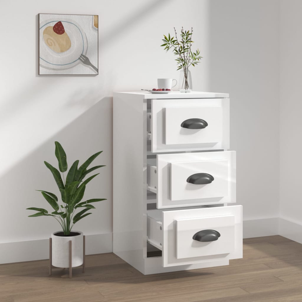 Elegant White Engineered Wood Sideboard - 36×35.5×67.5cm