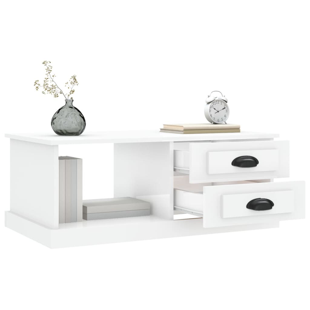 Luminous Minimalism: White Engineered Wood Coffee Table