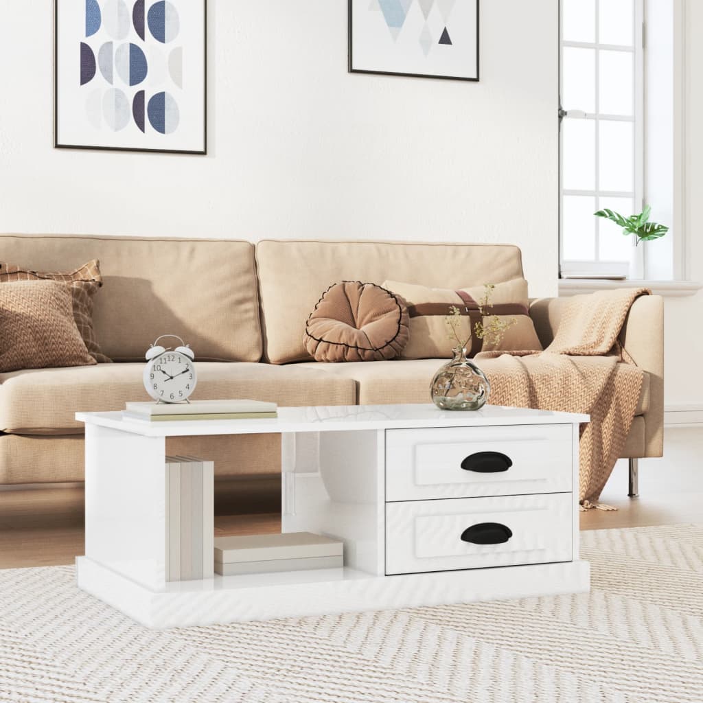 Luminous Minimalism: White Engineered Wood Coffee Table