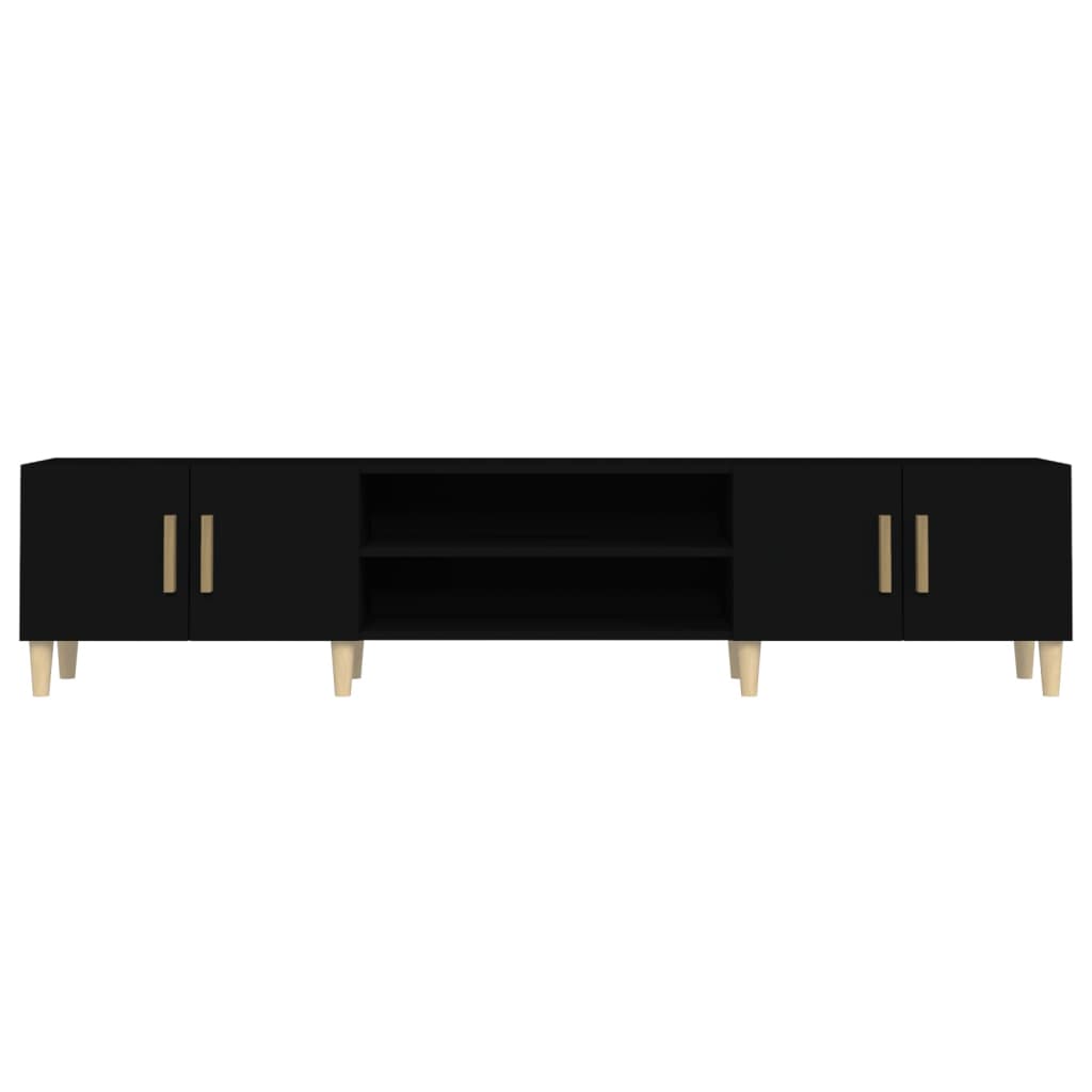 Contemporary Black Engineered Wood TV Stand