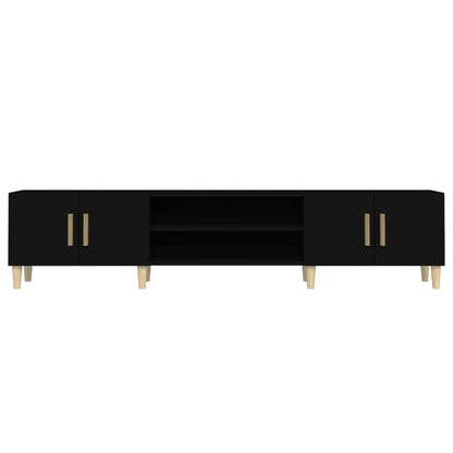 Contemporary Black Engineered Wood TV Stand
