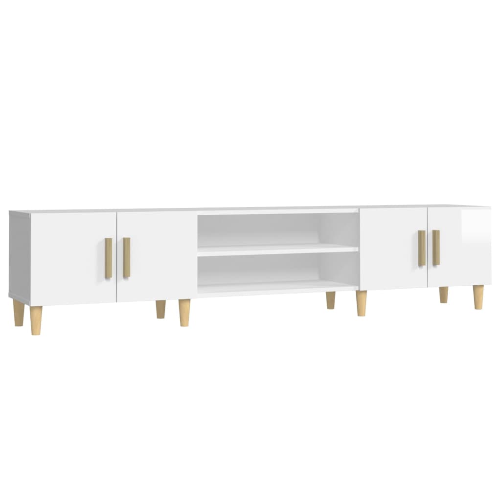 Contemporary Black Engineered Wood TV Stand