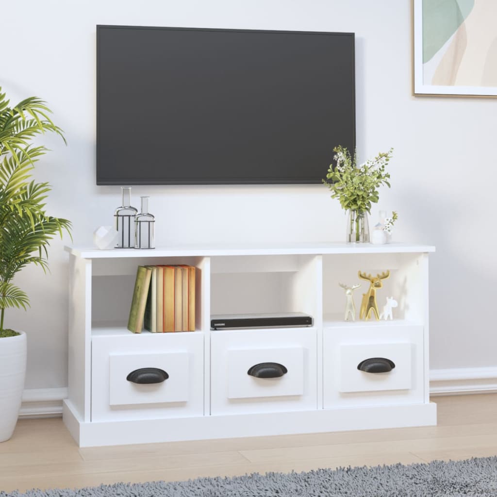Modern White Engineered Wood TV Cabinet