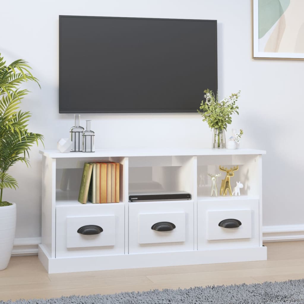 Modern White Engineered Wood TV Cabinet