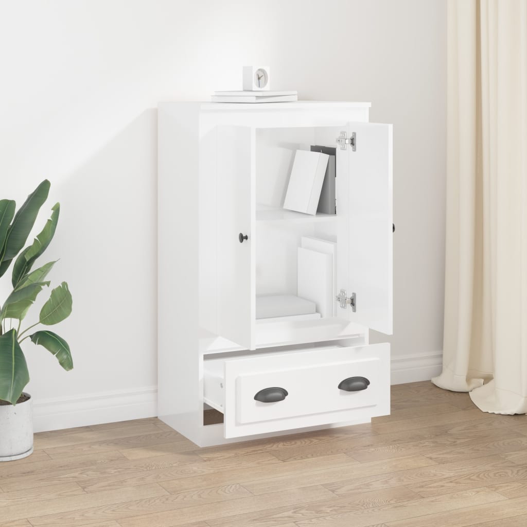 Sleek White Highboard in Engineered Wood