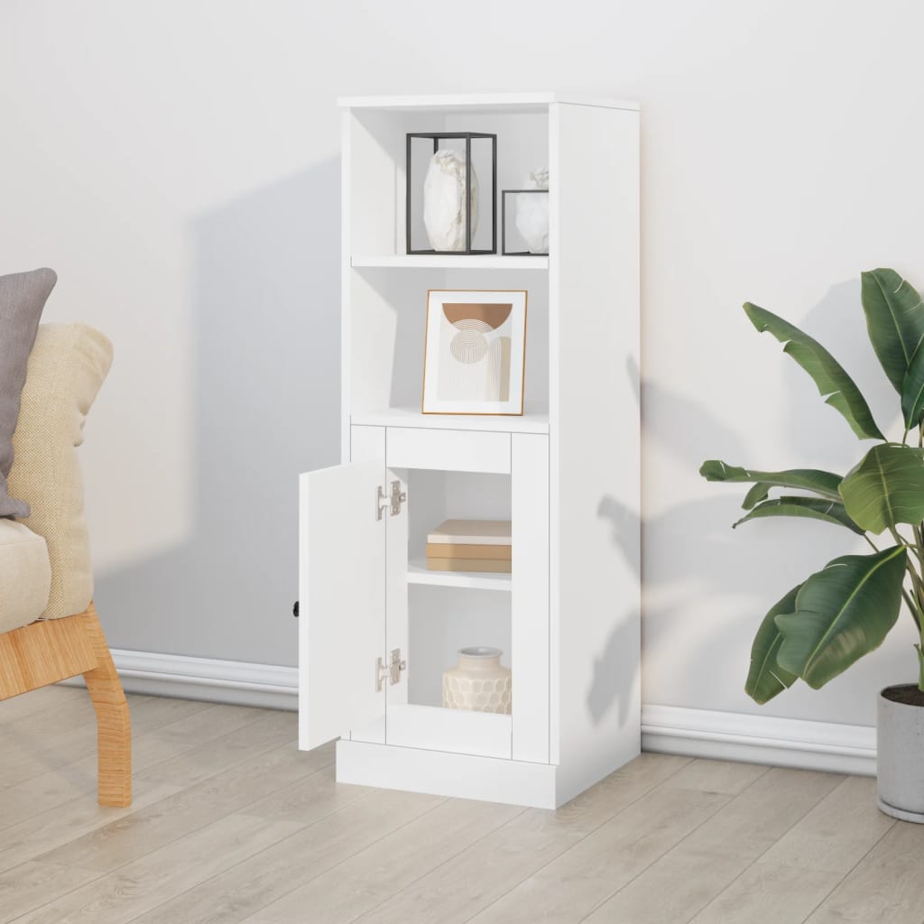 Modern White Highboard in Engineered Wood