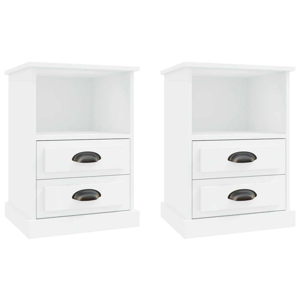 Dual Ivory Whispers: Set of 2 White Bedside Cabinets