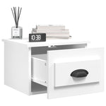 Floating Tranquility: Wall-mounted White Bedside Cabinet