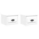 Elevated Dreamscape: Set of 2 Wall-mounted White Bedside Cabinets