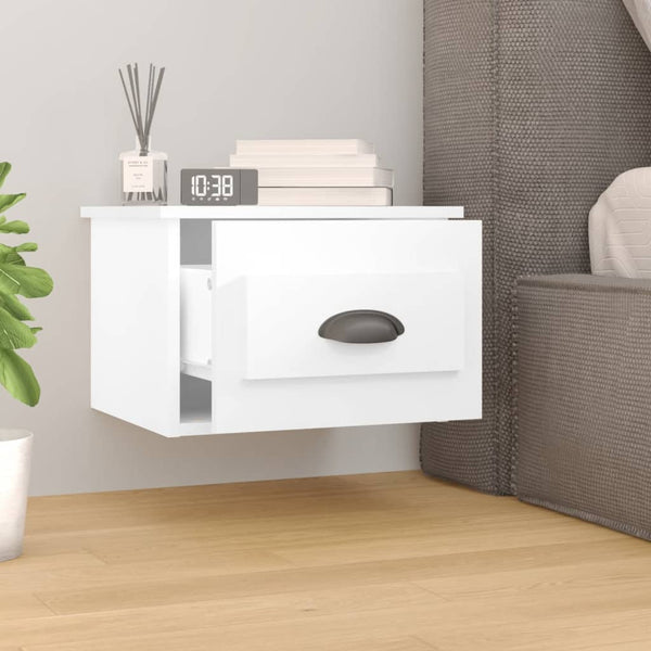  Elevated Dreamscape: Set of 2 Wall-mounted White Bedside Cabinets