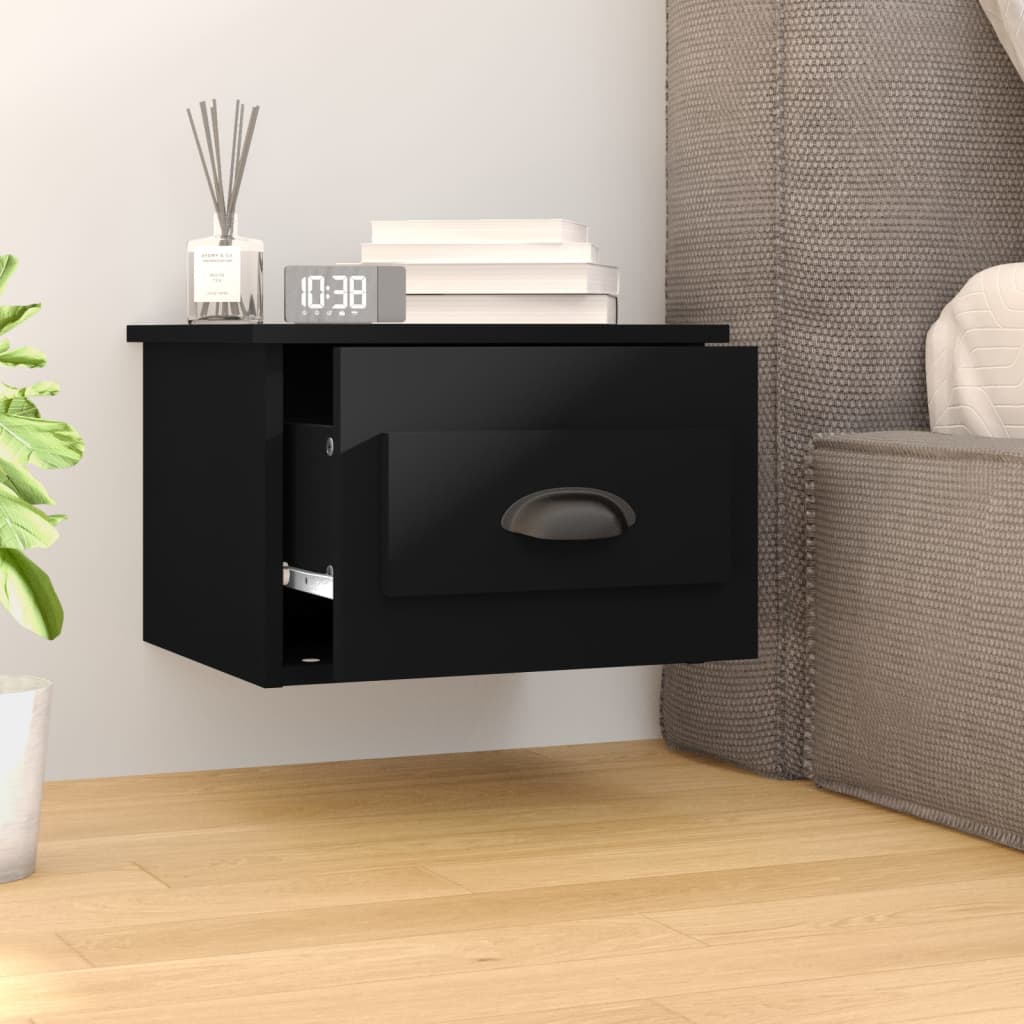 Floating Tranquility: Wall-mounted White Bedside Cabinet