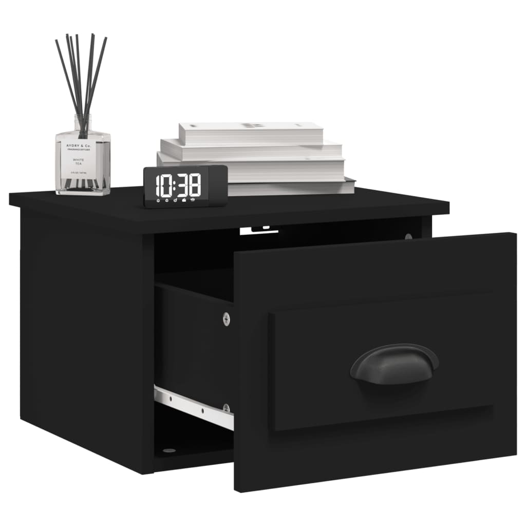 Floating Tranquility: Wall-mounted White Bedside Cabinet