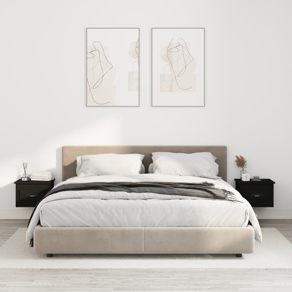 Elevated Dreamscape: Set of 2 Wall-mounted White Bedside Cabinets
