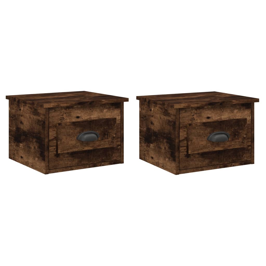 Elevated Dreamscape: Set of 2 Wall-mounted White Bedside Cabinets