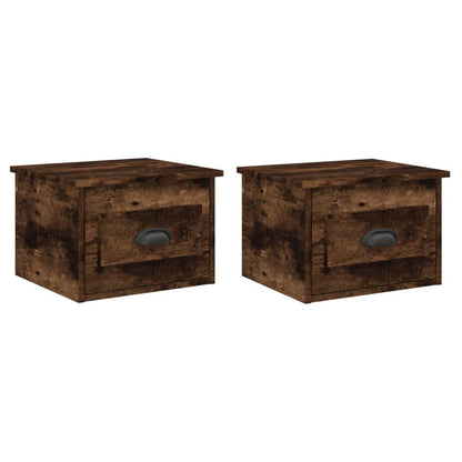 Elevated Dreamscape: Set of 2 Wall-mounted White Bedside Cabinets