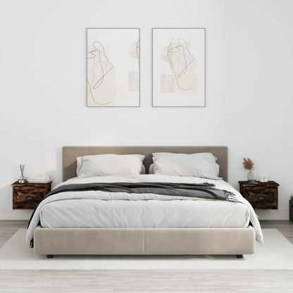 Elevated Dreamscape: Set of 2 Wall-mounted White Bedside Cabinets