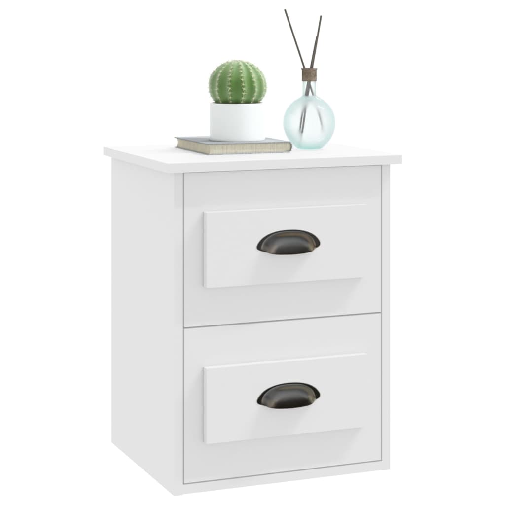 Ethereal Dreams: Wall-mounted White Bedside Cabinet