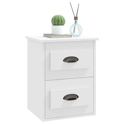 Ethereal Dreams: Wall-mounted White Bedside Cabinet