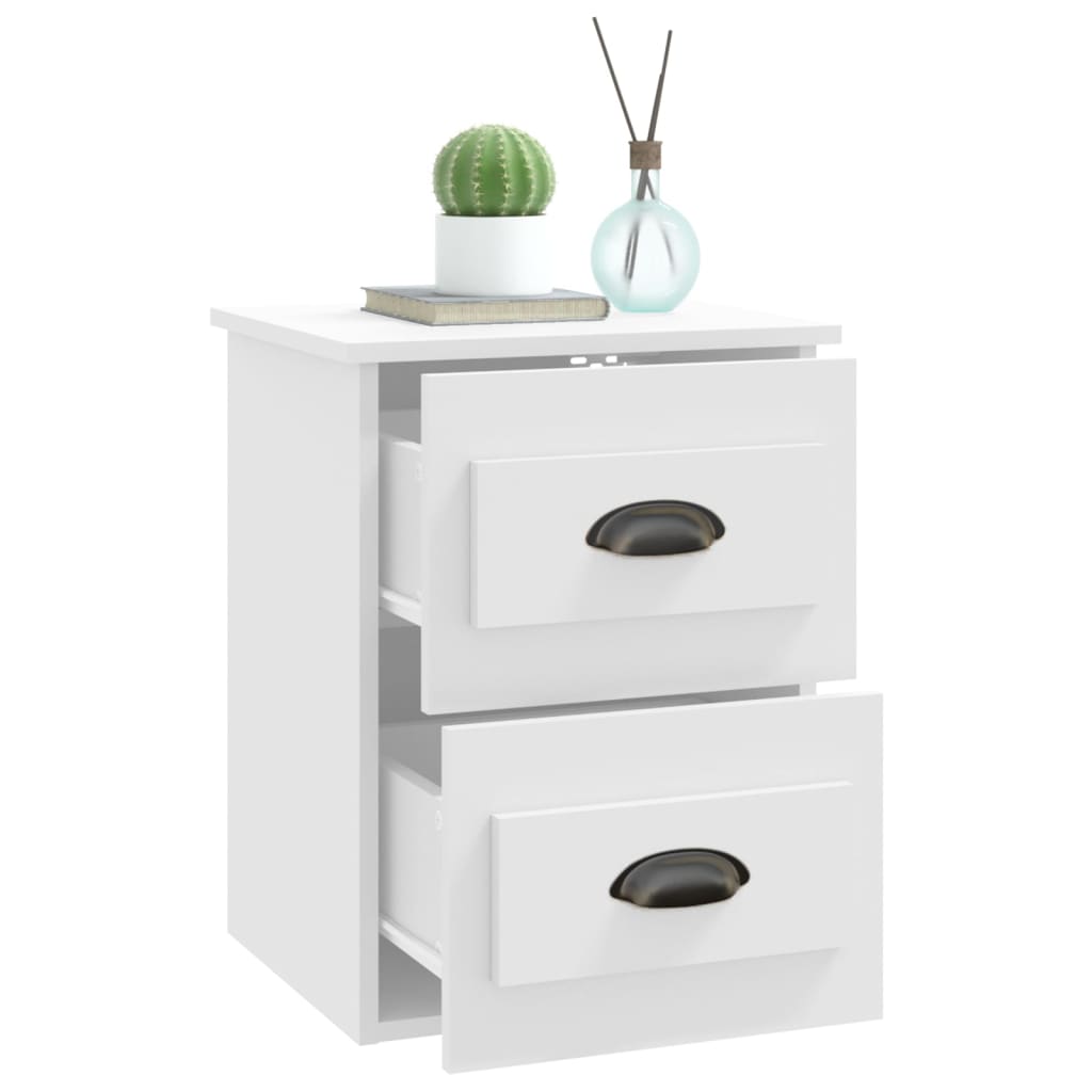 Ethereal Dreams: Wall-mounted White Bedside Cabinet