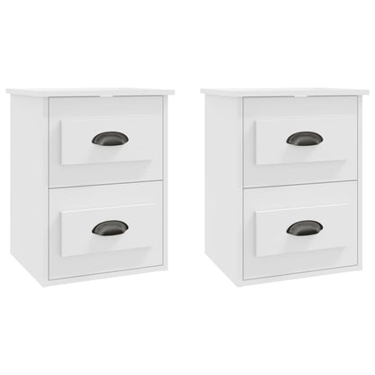 Serene Haven: Set of 2 Wall-mounted White Bedside Cabinets