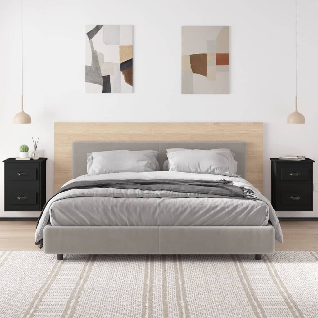 Serene Haven: Set of 2 Wall-mounted White Bedside Cabinets