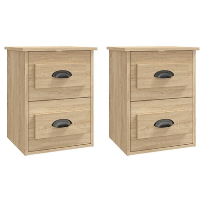 Serene Haven: Set of 2 Wall-mounted White Bedside Cabinets