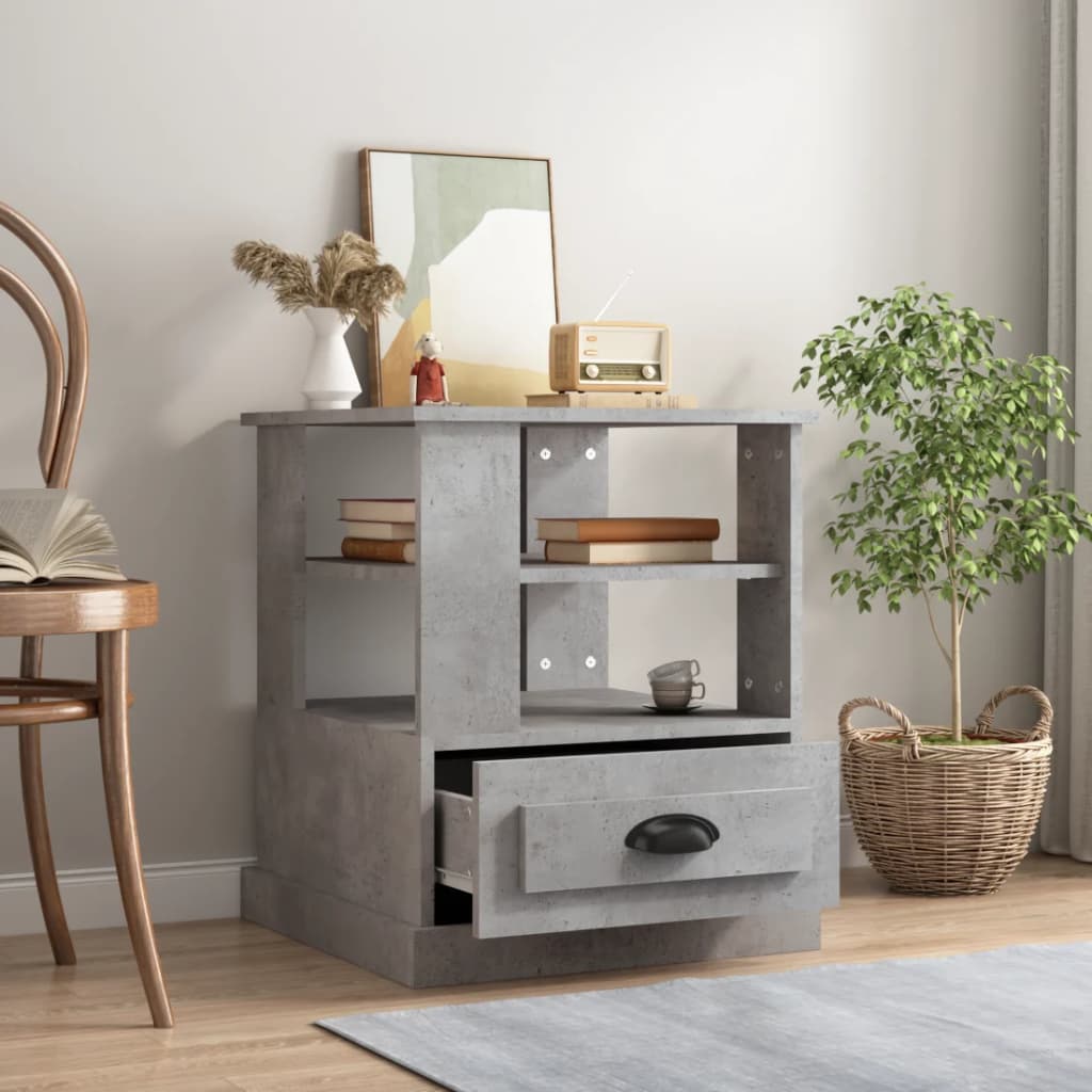 White Engineered Wood Side Table
