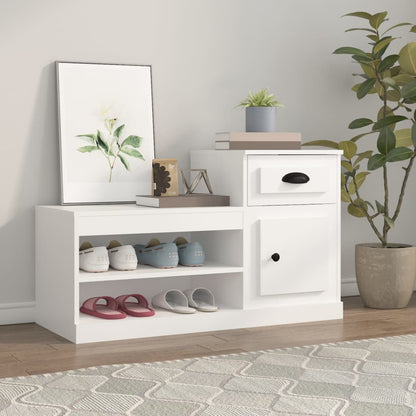 Elegance in Every Step: White Engineered Wood Shoe Cabinet