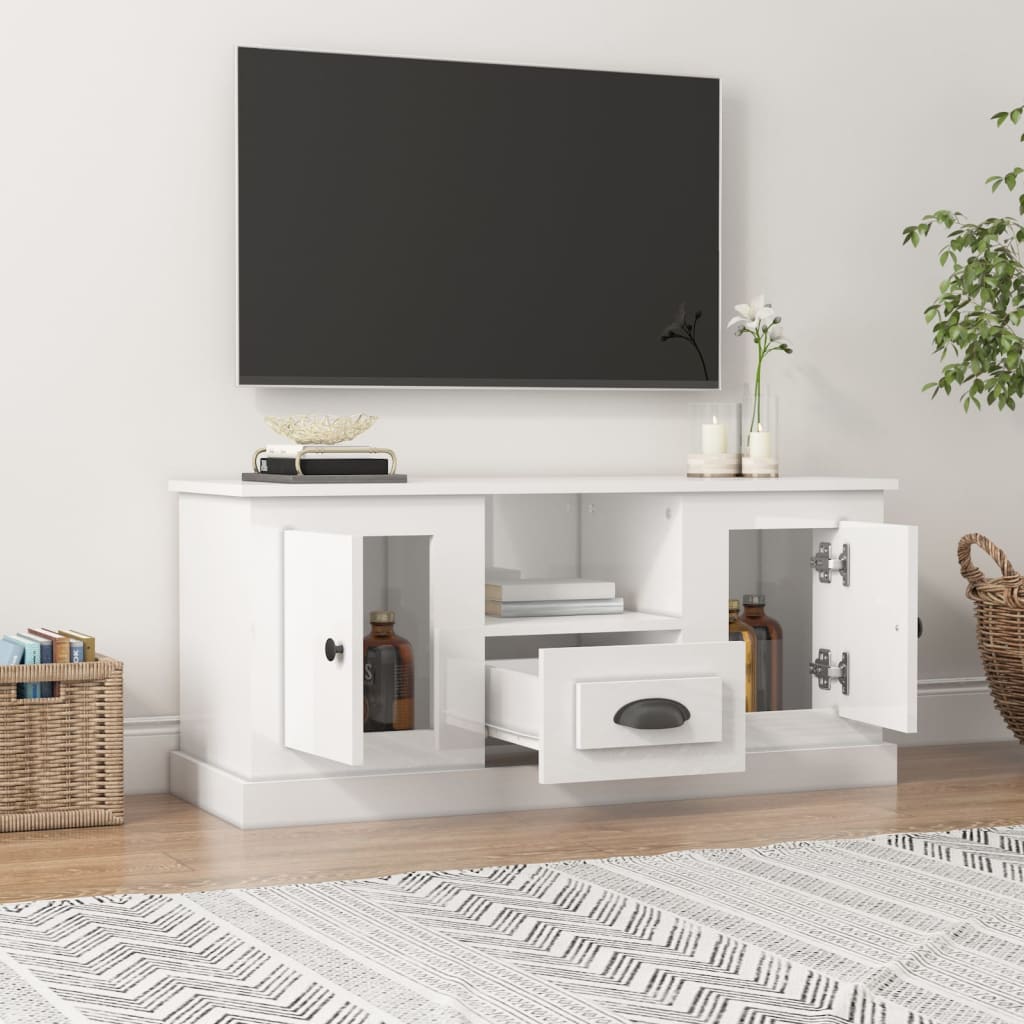 White Engineered Wood TV Cabinet for a Stylish Home