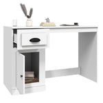 Elegant White Study Desk with Integrated Storage