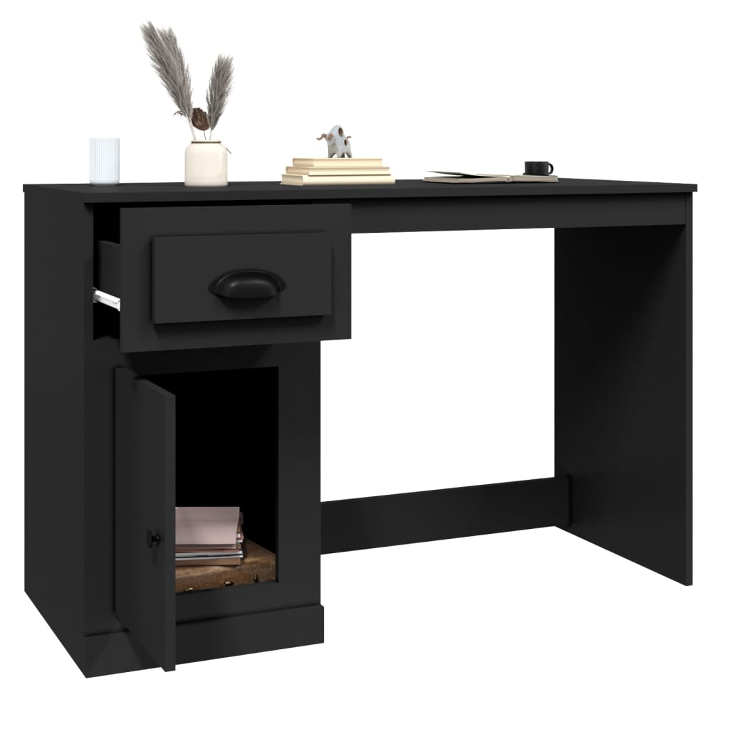 Elegant White Study Desk with Integrated Storage