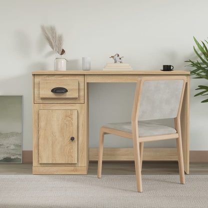 Elegant White Study Desk with Integrated Storage