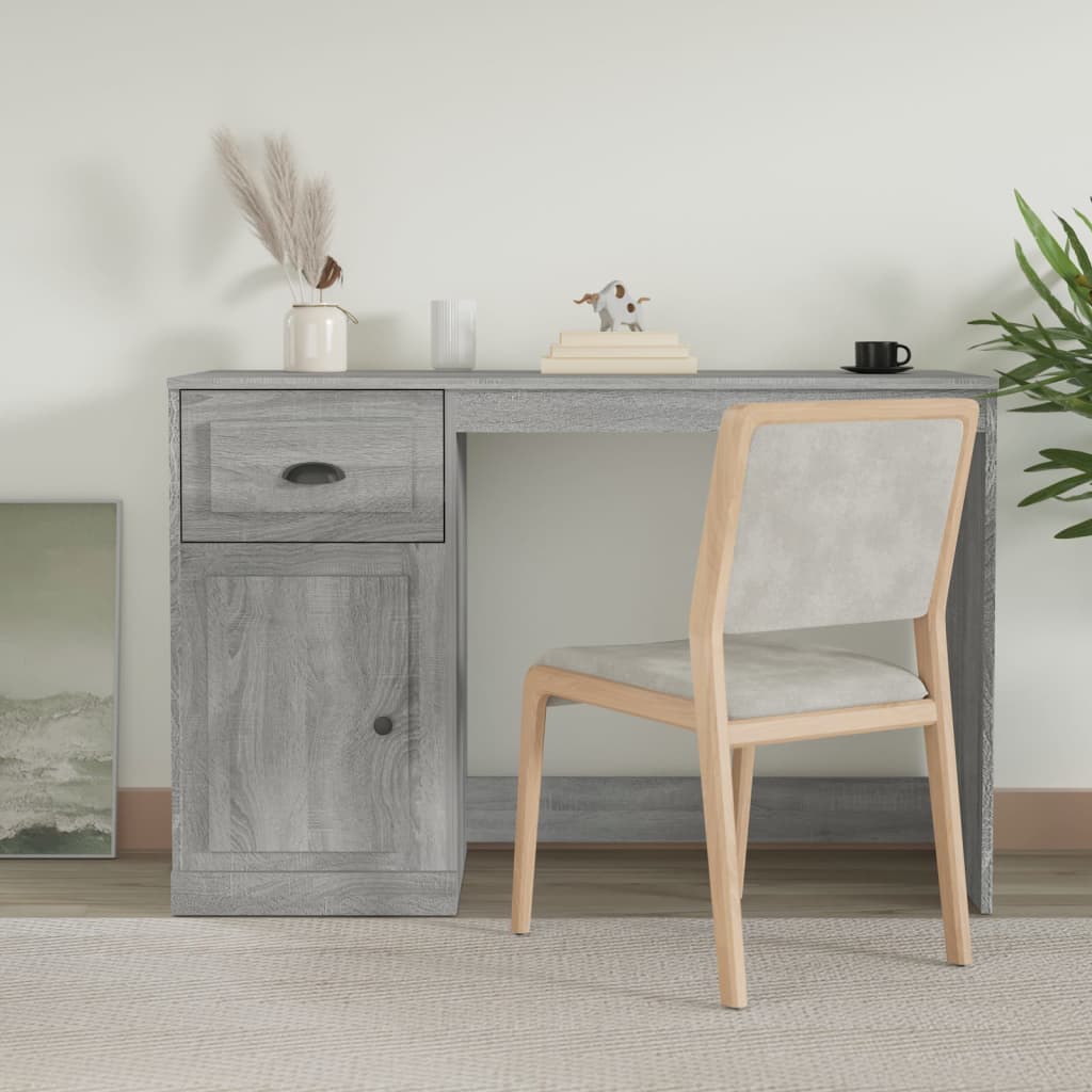 Elegant White Study Desk with Integrated Storage