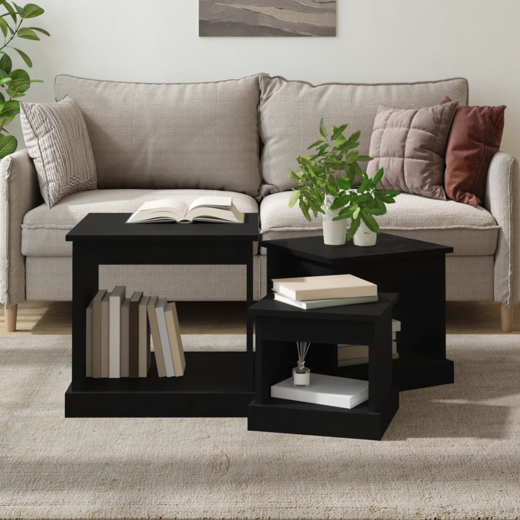 Harmonious Ascent: Set of 3 White Engineered Wood Nesting Tables