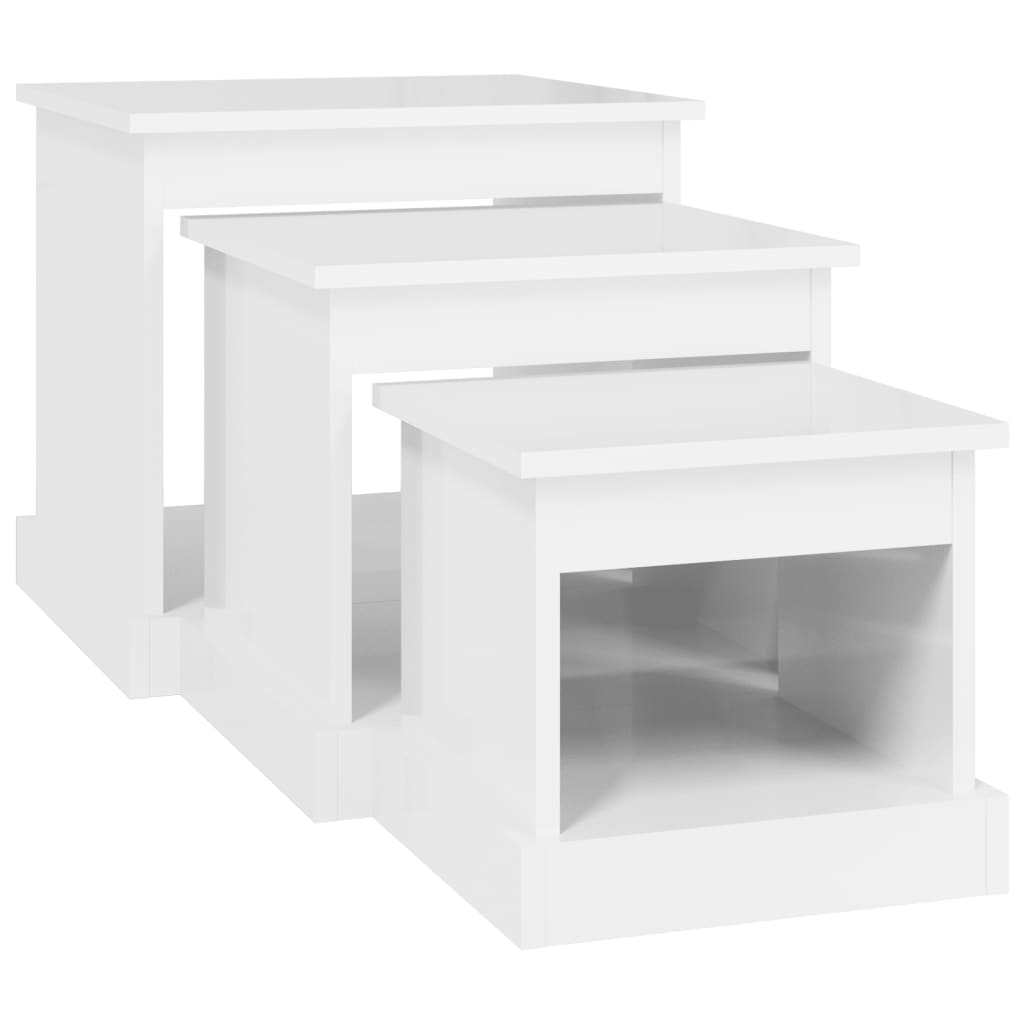 Harmonious Ascent: Set of 3 White Engineered Wood Nesting Tables