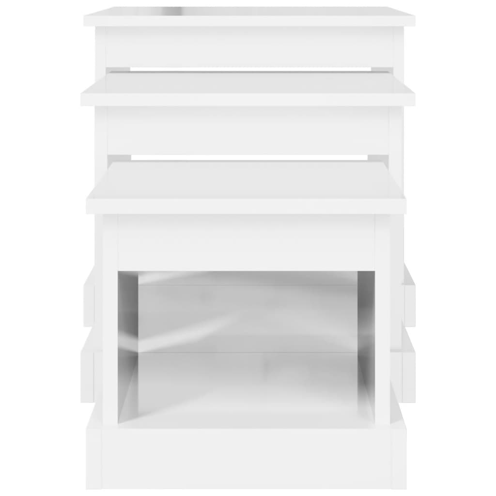 Harmonious Ascent: Set of 3 White Engineered Wood Nesting Tables