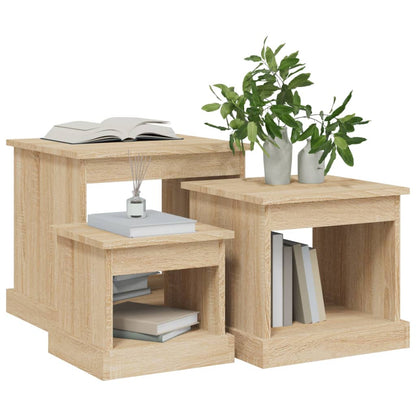 Harmonious Ascent: Set of 3 White Engineered Wood Nesting Tables
