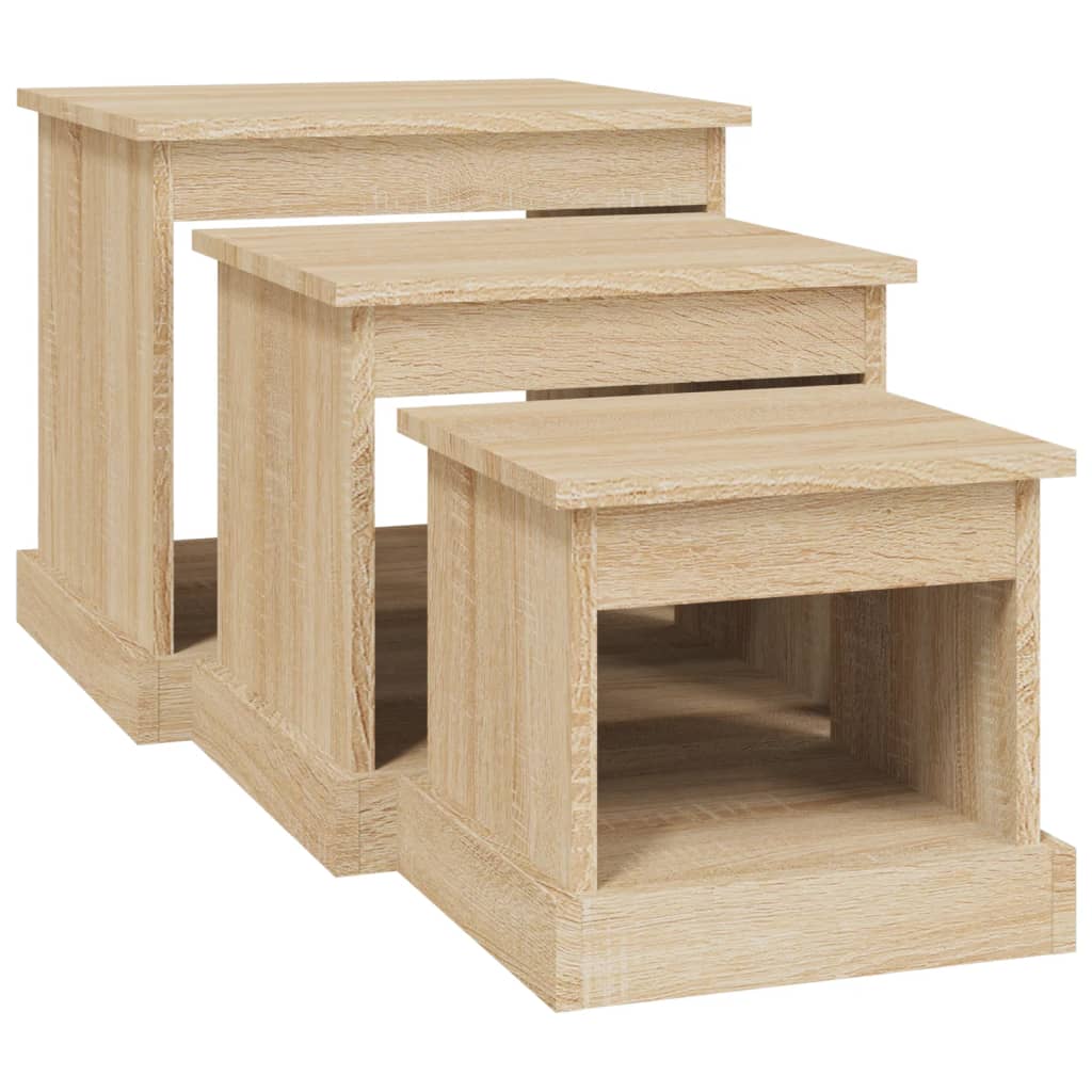 Harmonious Ascent: Set of 3 White Engineered Wood Nesting Tables
