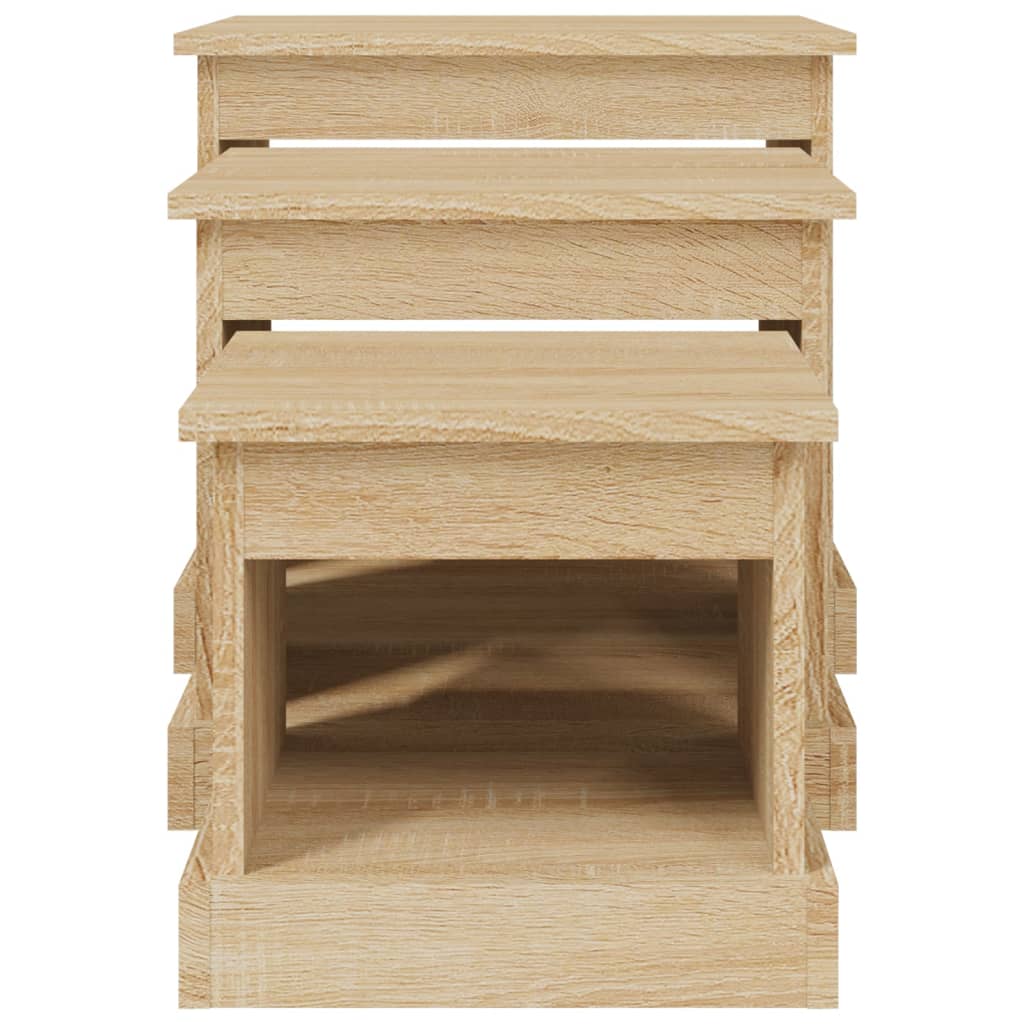 Harmonious Ascent: Set of 3 White Engineered Wood Nesting Tables